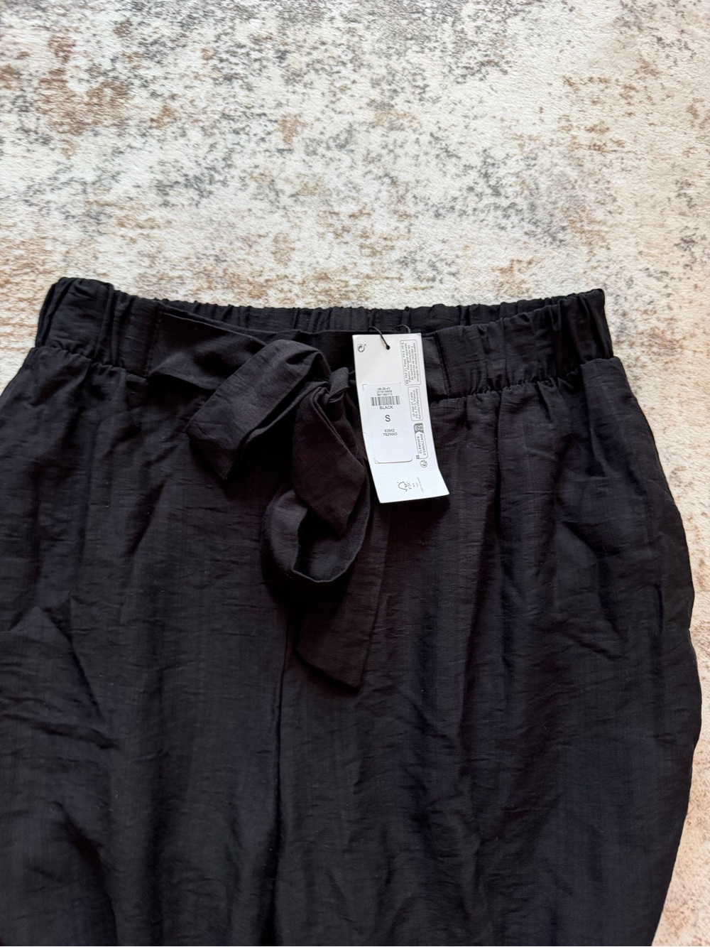 Primark Black Women's Tie-Waist Linen-Blend Trousers